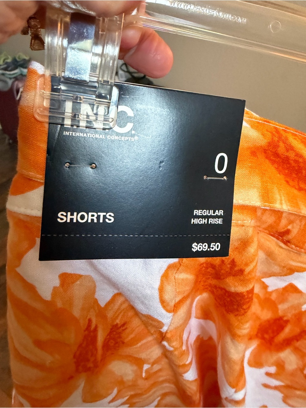 INC International Concepts Orange Floral High-Rise Shorts